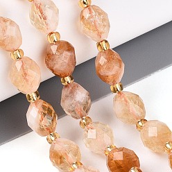 Цитрин Нагретые нити из натуральных цитриновых бусин, граненые, овальные, с бисером, 8~9x6~8 мм, отверстие : 1~1.2 мм, около 17~19 шт / нитка, 7.09~7.87 дюйм (18~20 см)