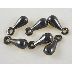 Gunmetal Brass Charms, Chain Extender Teardrop, Gunmetal, 7x2mm, Hole: 0.8mm