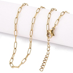 Настоящее золото 18K 2.5 мм, унисекс 304 цепочка из нержавеющей стали в виде скрепки, ионное покрытие (ip), долговечный, реальный 18 k позолоченный, 16.89 дюйм (42.9 см), ссылка: 6.5x2.5x0.6 mm