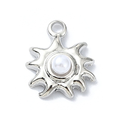 Platine Alliage avec pendentifs en perles abs, fleur, platine, 15x12x6mm, Trou: 2mm