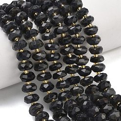 Айолит Природные иолит нитей бисера, рондель, граненые, с бисером, 9~10x5~5.5 мм, отверстие : 1 мм, около 52 шт / нитка, 14.96 дюйм (38 см)