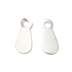 Посеребрённый Латунные подвески, без свинца и без кадмия, слеза, 925 серебро покрытием, 7x3x0.5 мм, отверстие : 1 мм
