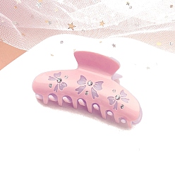 Pink Заколки-клочья для волос из акрила с узором «бантик» и кристаллами-стразами, розовые, 45x87 мм