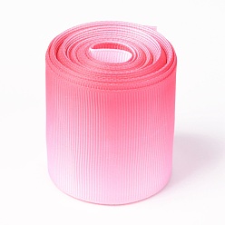 Pink Gradient Rainbow Polyester Ribbon, Single Face Printed Grosgrain Ribbon, for Crafts Gift Wrapping, Party Decoration, Pink, 2 inch(50mm), about 5 yards/roll(4.57m/roll)