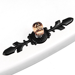 Сэнди Коричневый Цинковый сплав и k9 ручка ящика с черепом из хрусталя, с винтами, шкаф тянет ручки для ящика, аксессуары для дверных ручек, Хэллоуин тема, электрофорез черный, песчаный коричневый, 168 мм