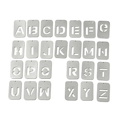 Нержавеющая Сталь Цвет 26 шт. 304 подвески из нержавеющей стали, буква аз ~ г очарование, цвет нержавеющей стали, 33x20x1.5 мм, отверстие : 1.6 мм