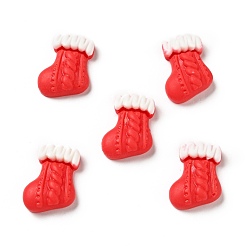 Red Opaque Christmas Resin Cabochons, Sock, Red, 22.5x16.5x7mm