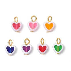 (52) Непрозрачная лаванда Прозрачные акриловые подвески, с 304 петлями из нержавеющей стали, сердце прелести, разноцветные, 12x8x4 мм, отверстие : 2.4 мм