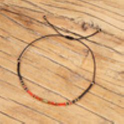 Красный Браслеты из плетеного бисера, украшенные стеклянными и латунными бусинами., Регулируемые браслеты из волоконного шнура с бусинами для женщин, колонка, красные, регулируемый