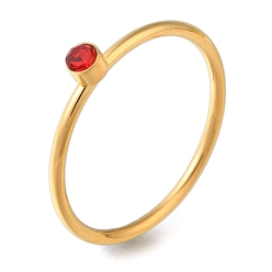 Рубин Ионное покрытие (ip) 304 Кольца-солитеры из нержавеющей стали со стразами, простые кольца для женщин, рубин, внутренний диаметр: 17 мм