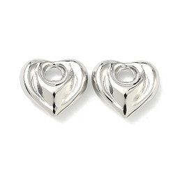 Платина Латунные подвески, сердце прелести, без кадмия и без свинца, долговечный, стойки покрытие, платина, 18.5x20x7 мм, отверстие : 5 мм