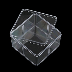Clear Transparent Acrylic Beads Storage Boxes, Square, Clear, 9x9x4cm