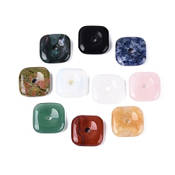 Смешанные камни Подвески из натурального и синтетического камня, закругленные квадратные подвески в виде безопасных монет, 29.5~30x29.5~30x7~7.5 мм, отверстие : 5~5.3 мм