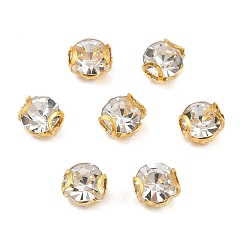 Золотой Плоские круглые пришивные бусины-монти со стразами, с 201 зубцами из нержавеющей стали, аксессуары для одежды, золотые, 4x3.5 мм, отверстие : 0.9 мм