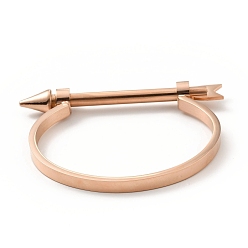 Розовое Золото 304 d-образный браслет из нержавеющей стали со стрелкой, браслет в форме подковы для мужчин и женщин, розовое золото , внутренний диаметр: 1-7/8x2-3/8 дюйм (4.8x6.1 см)