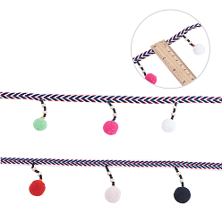 Mixed Color Hanging Woolen Yarn Tassel Decoration, with Pom Pom Ball, Mixed Color, 114.8cm, 129.2cm, 2strands/set