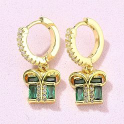 Темно-Зеленый Подарочные латунные серьги-кольца с микропаве из кубического циркония, стойки покрытие, прочное покрытие, без кадмия и без свинца, реальный 18 k позолоченный, темно-зеленый, 23x10 мм