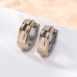 Золотой & Цвет Нержавеющей Стали 304 серьги-кольца из нержавеющей стали с эффектом полировки, ионное покрытие (ip), золотые и нержавеющая сталь цвет, 13x4 мм