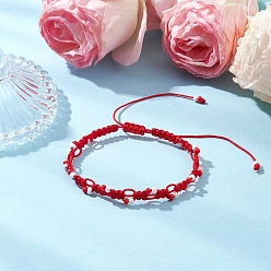 Красный Регулируемые нейлоновые шнур плетеный браслеты из бисера, браслеты из стеклянных бусин для женщин, красные, внутренний диаметр: 2-3/4~5-1/8 дюйм (7~13 см)