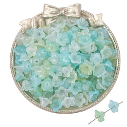 Аквамарин 100 шт. акриловые колпачки для бусин, цветок, аквамарин, 12x7 мм, отверстие : 1.5 мм