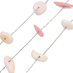 Нержавеющая Сталь Цвет 304 нержавеющая сталь с натуральными звеньями из ракушки, пайки, с катушкой, самородки, цвет нержавеющей стали, 8.5x5.5x2.5 мм