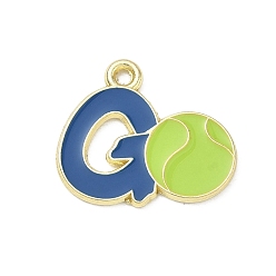 Letter G Теннисные сплавные эмалированные подвески, золотые, буква g с теннисными подвесками, 17x19.5x1 мм, отверстие : 1.6 мм