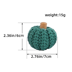 чирок Вязаные тыквы из полиэстера, украшения для Хэллоуина, для домашнего украшения рабочего стола, зелено-синие, 70x60 мм