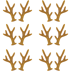 Золотистый 40шт. бархатные рога снеговика, ветка для рук, с блеском порошок, Рождественские аксессуары для изготовления снеговика, золотые, 66x40.5x7 мм, отверстие : 4 мм