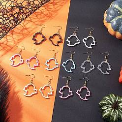 (52) Непрозрачная лаванда 7 пары 304 серьги-подвески из нержавеющей стали и акрила в виде призрака, золотые, разноцветные, 53x30 мм