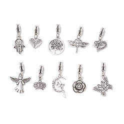Античное Серебро 10 шт. Подвески из сплава в тибетском стиле, античное серебро, 24~36.5 мм, отверстие : 4.5 мм