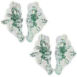 Зеленый Полиэстеровая вышивка кружево швейные украшения, железо на заплатах, аксессуары для одежды diy, цветок, зелёные, 290x150 мм