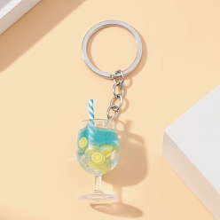 Темно-бирюзовый Светящийся брелок с акриловыми подвесками, с металлом, стоячая чашка, темные бирюзовый, 10x3 см