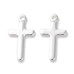 Посеребрённый Латунные подвески, без кадмия и без свинца, крест прелести, 925 серебро покрытием, 13.5x7x0.8 мм, отверстие : 1 мм