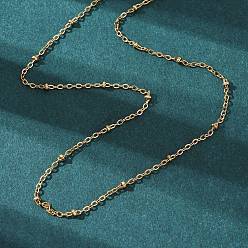 Золотой Вакуумное покрытие pvd 304 ожерелья из нержавеющей стали с кабелем и цепями, с карабин-лобстерами , золотые, 17.7 дюйм (45 см), 1.5x0.4 мм, бусины : 2.3x1.2 мм