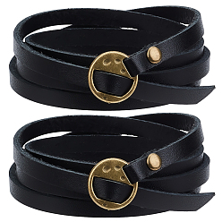 Черный 2шт. браслеты из коровьей кожи, чёрные, 42-1/2 дюйм (108 см), 6 мм