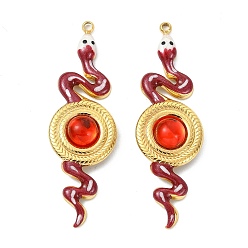 (123L) Белый крем непрозрачный блеск 304 нержавеющей стальной эмали подвески, змеиные чары, cmолой, вакуумное покрытие pvd, реальный 18 k позолоченный, огнеупорный кирпич, 42x13x5 мм, отверстие : 1.5 мм