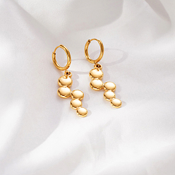 Nuggets 304 Stainless Steel Hoop Dangle Earrings for Women, Real 18K Gold Plated, Nuggets, 46x13mm