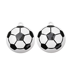 Noir Pendentifs en alliage de peinture de cuisson, charmes de football, noir, 39.5x34.5x10mm, Trou: 3mm