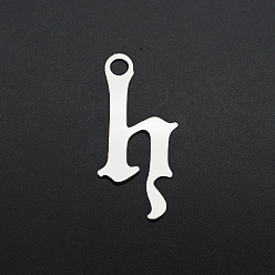 Letter H Не тускнеющие 201 подвески из нержавеющей стали, лазерная резка, буквы, цвет нержавеющей стали, letter.h, h: 12.5x5.5x1 мм, отверстие : 1.2 мм