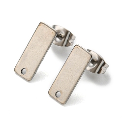 Нержавеющая Сталь Цвет Не тускнеет 201 серьги-гвоздики из нержавеющей стали, с 304 штифтов из нержавеющей стали, прямоугольные, цвет нержавеющей стали, 13x5 мм, отверстие : 1 мм, штифты : 0.8 мм