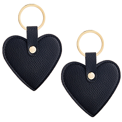 Черный Брелок из искусственной кожи, литыми кольцами, сердце, чёрные, 95 мм