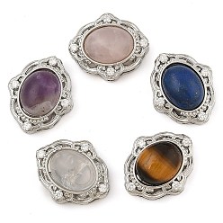 Смешанные камни Многорядные звенья из натуральных смешанных драгоценных камней, цветок, с латунными микро проложить кубических выводы циркония, стойки покрытие, без свинца и без кадмия, 21x17.5x9.5 мм, отверстие : 1.8 мм