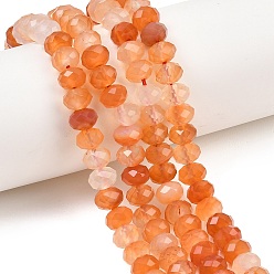 Red Agate Натуральный красный агат бисер нитей, рондель, граненые, 8~8.5x5~6 мм, отверстие : 1 мм, около 68~76 шт / нитка, 14.96~15.35'' (38~39 см)