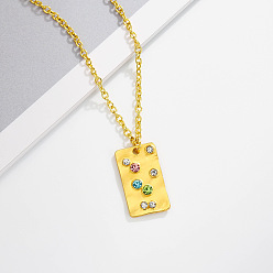 Rectangle Подвески из сплава с разноцветными стразами, золотые, прямоугольные, 15.75 дюйм (40 см), Кулон : 25x14 мм