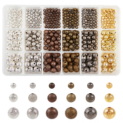 Mixed Color Brass Textured Beads, Round, Mixed Color, 16.5x10.8x3cm