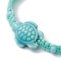 Mixed Color 4Pcs 4 Color Porcelain Tortoise Braided Bead Bracelets Set, Nylon Adjustable Stackable Bracelets, Mixed Color, Inner Diameter: 2~2-7/8 inch(5~7.3cm), 1Pc/color