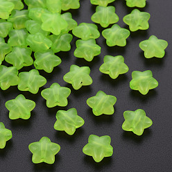 Лайм Прозрачные акриловые бусины, имитация желе, звезда, желто-зеленые, 10x10.5x6 мм, отверстие : 1.6 мм, Около 1690 шт / 500 г