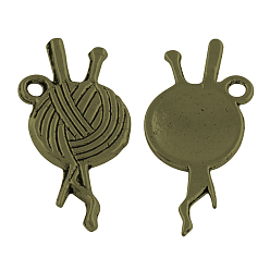 Античная Бронза Тибетский стиль клубок сплава подвески, без кадмия, без никеля и без свинца, античная бронза, 25.5x11x1.5 мм, Отверстие : 1.5 мм , около 1098 шт / 1000 г