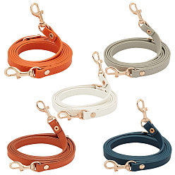 Золотой 5 шт 5 цвета регулируемые ремни для сумки из искусственной кожи, с карабинами из сплава с поворотным рым-болтом, аксессуары для замены ручки сумки, золотые, 109.5~127.5x1.2 см, 1 шт / цвет