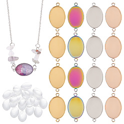 (52) Непрозрачная лаванда Набор для самостоятельного изготовления овальных звеньев, в том числе 304 настройки разъема кабошон из нержавеющей стали, Кабошоны из стекла, разноцветные, 40 шт / коробка